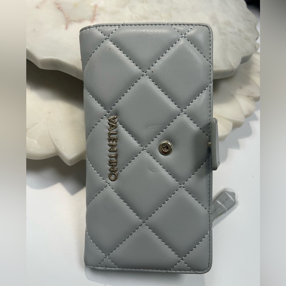 Valentino Quilted Light Gray Wallet